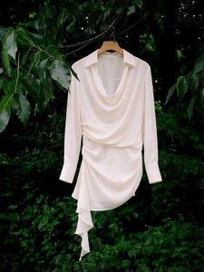 I. Elegant White Satin Cowl Neck Dress