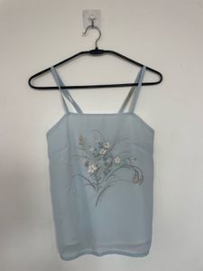 Light Blue Embroidered Camisole Top