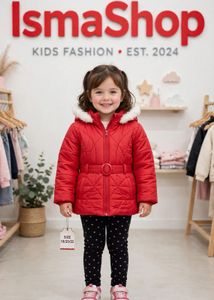 Quilted Navy Winter Coat with Fur Hood