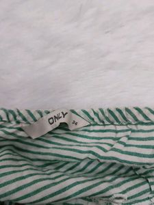 Green Striped Off-Shoulder Top