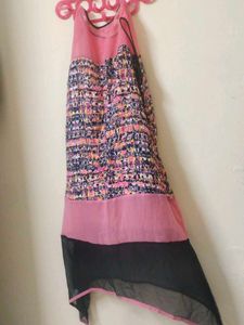 Pink And Black Colour Used Kurti