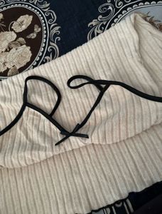 Ribbed Nightgown with Black Trim
