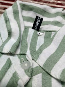 Striped Button-Up Cropped Shirt