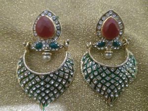 Combo Of Kundan Earring N , Pearl bracelet