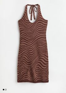 H&M Brown Swirl Print Halter Neck Dress