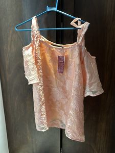Off Shoulder Rose Top With Beautiful Brasso Work