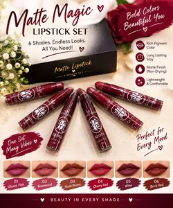 matte liquid lipstick with lip cryon on tip.