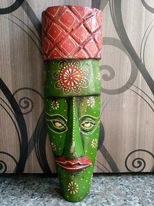 Wooden tribal mask wall decor