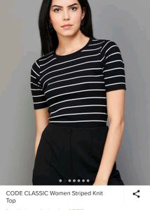 Code By Lifestyle Black And White Strips Top