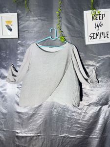 ZARA Stylish Grey Overlap Tunic Top