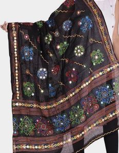 Embroidered Black Dupatta