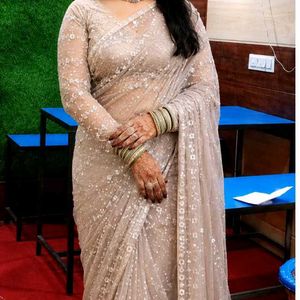 Elegant Sequined Net Saree