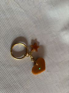 Gold Heart &amp; Star Keychain
