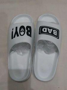 Cool White Slides - "BAD BOY"