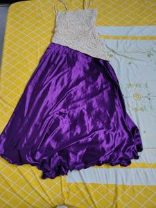 Elegant Beaded Top & Purple Skirt Set