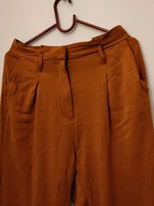 Stylish Rust Colored Pleated Trousers