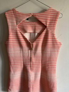Pink Striped Sleeveless Top with Cutout Back