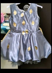 Adorable Grey Party Dress with Gold Leaf Embellish