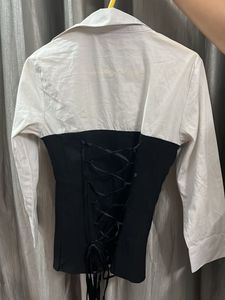 Chic Black &amp; White Corset Top Shirt