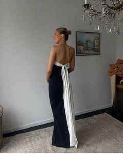 tube bow black maxi dress