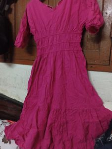 Pink Smocked glittery dress🎉👗