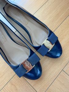 Salvatore Ferragaom Navy Blue Patent Heels