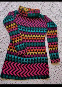 Vibrant Geometric Print Turtleneck Sweater