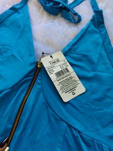 Blue Halter Top with Zipper