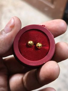 Gold Ball Stud Earrings 2pair