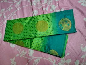 Emerald Green Semi Silk Saree