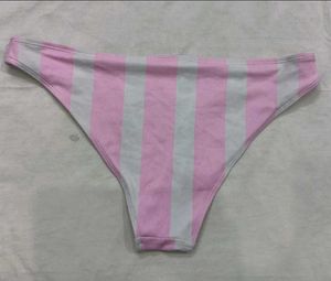 Pink &amp; White Striped Bikini Bottom