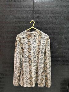 Stylish Snake Print Mock Neck Top