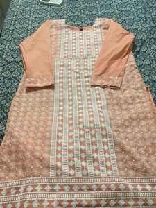 Elegant Peach Embroidered Kurta Set