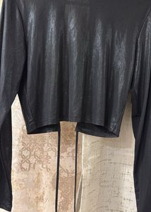 Backless Shimmer Black Crop Top, Bust-36/38