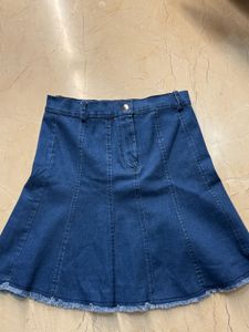 Flared Denim Mini Skirt