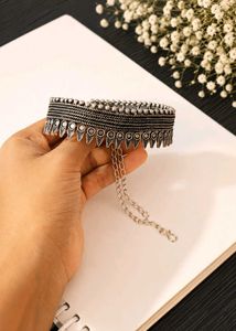 Elegant Oxidized Silver Long Necklace &amp; Choker Com