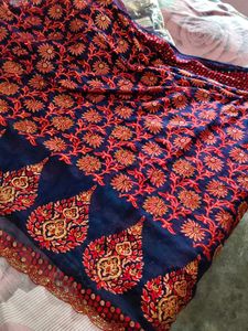 Exquisite Navy Blue Embroidered Saree