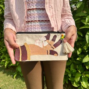 Hand-Painted Pouch with Tassel Detail