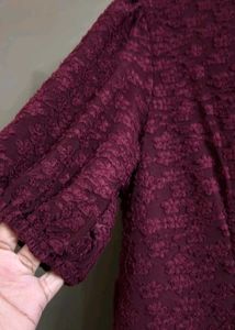 Burgundy Textured Midi Dress