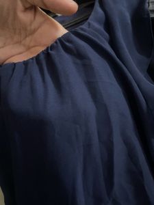 Elegant Navy Blue Ruffle Dress