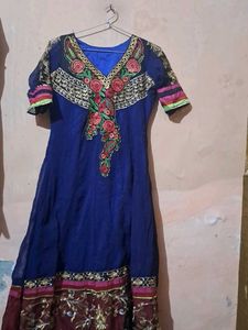 Beautiful Blue Embroidered Anarkali Kurta