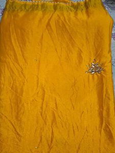 Yellow Embroidered Silk Saree