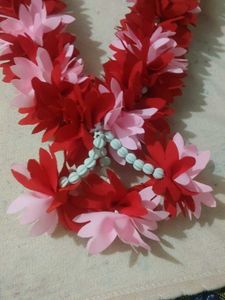 Red and Pink Flower Garland Necklace