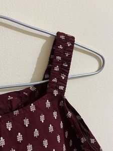 Maroon Printed Spaghetti Strap Top