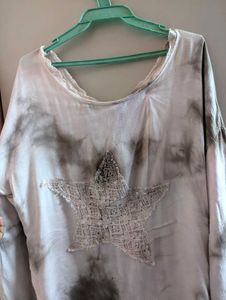 Boho Sequin y2k Star Detail Tie Dye Top