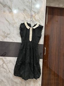 Chic Polka Dot Dress with Peter Pan Collar