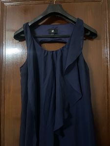 Elegant Navy Blue Ruffle Dress