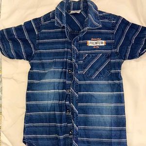 boys Denim Striped Short Sleeve Shirt