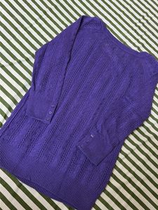 American Eagle Purple Cable Knit Sweater