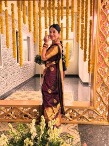 Elegant Maroon &amp; Gold Saree